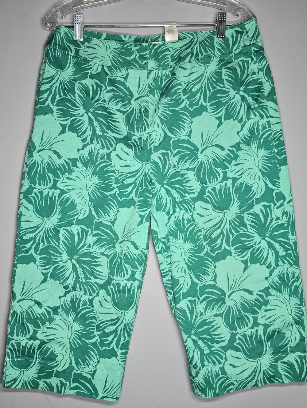 Liz Claiborne Sport Floral Capri Pants-Womens 14- Green-Summer,beach,cruise